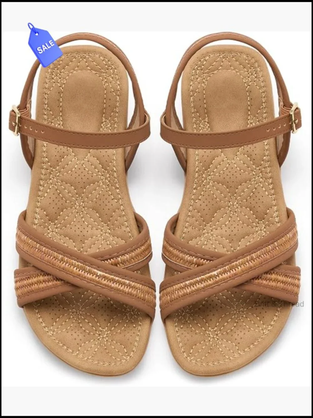 Women's Flat Sandals Breathable Woven Gladiator Memory Foam Comfort
